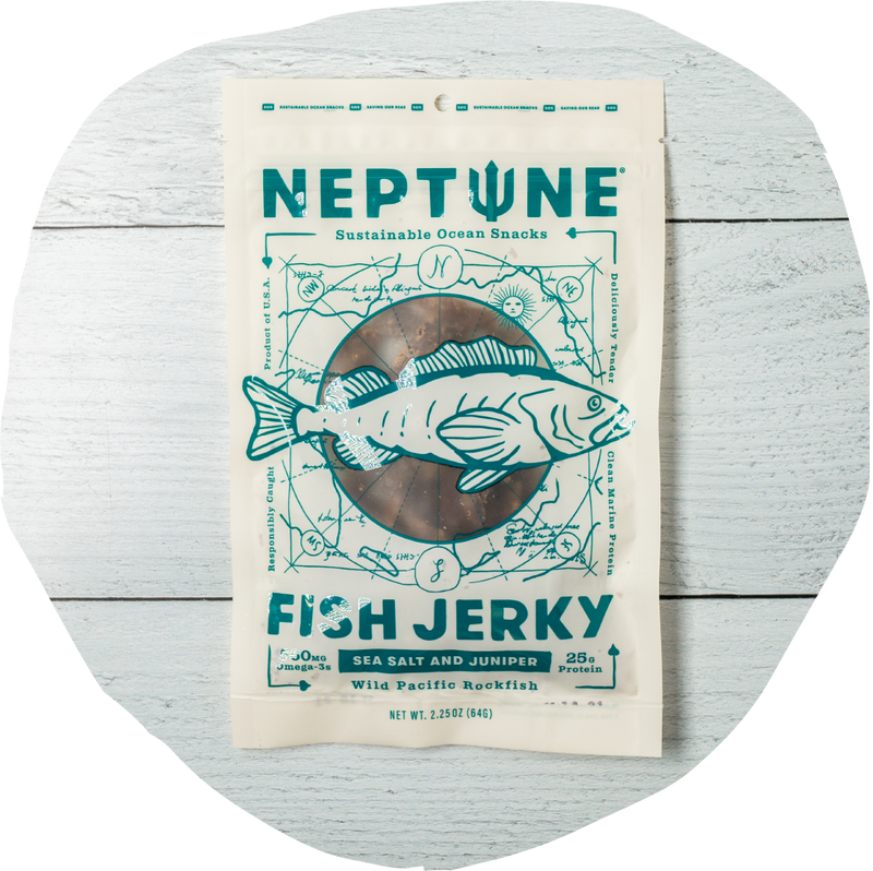 Smoked Sea Salt and Juniper Neptune white fish rockfish jerky